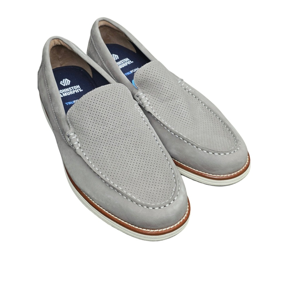 Johnston & Murphy Hodges Perfed Loafer 11.5 Gray TRUFOAM Mens Slip On Shoe
